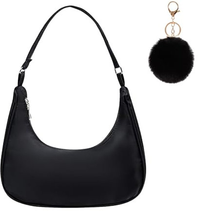 EUPSIIU Damen Umhängetasche Kleine Handtasche, Halbmond Tragetasche, Y2K Fashion Handtaschen, Kleine Umhängetasche Damen, mit Anhänger, für Einkaufen, Arbeit, Reisen, Partys, Modewoche