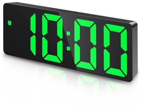 Ankilo Digitale Wecker, LED Uhr, Tischuhr mit Temperaturanzeige, Reisewecker, einstellbare Helligkeit, 12/24H Anzeige, Digitaluhr für Haus, Schlafzimmer, Büro, Kinder, Ältere,Grün