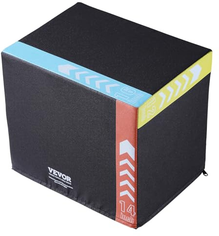 VEVOR 3 in 1 Plyometric Jump Box, 16/14/12 Inch Cotton Plyo Box, Plyometric Platform & Jumping Agility Box, Anti-Slip Fitness Exercise Step Up Box for Home Gym Training, Conditioning Strength Training, Black