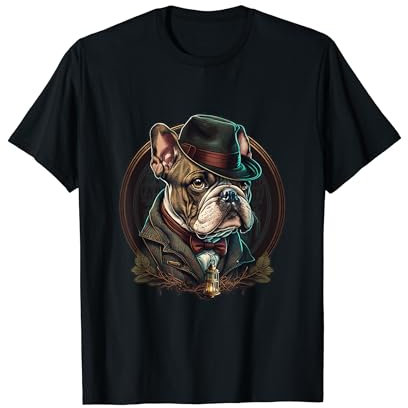 Französische Bulldogge Detektiv Pfeifen Hut England Lustiger T-Shirt