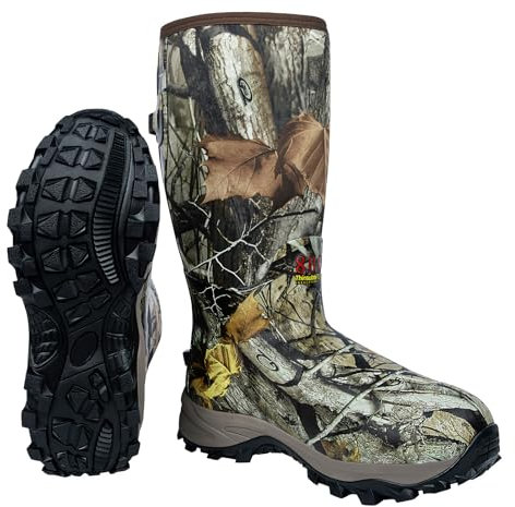 Hunthor Stivali da caccia in gomma da uomo, con isolamento da 800 g, impermeabili, isolati in neoprene da 6 mm, per caccia all'aperto (Next Camo, taglia 38-46), Successivo Camo G2, 44.5 EU