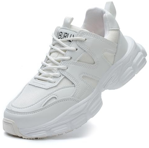 COOU White Safety Trainers Women Safety Shoes Non Slip Puncture Proof Lightweight Steel Toe Cap Trainers White