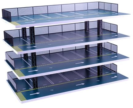Folpus Vitrine für Fahrzeugmodelle im Maßstab 1:32, Druckguss-Autogarage, Acryl, leicht zu montierende Ornamente, Mini-Modellauto-Aufbewahrungsbox , 4 Schichten