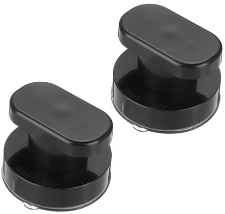 sourcing map 2Pcs Suction Cup Glass Mirror Door Handle, Door Shower Handle, Self-Stick Instant Push Pull Armrest for Window, Cabinet, Toilet(Black, 62x50mm)