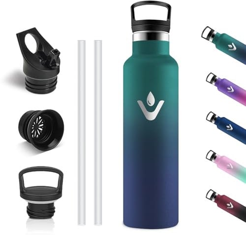 Vikastar Borraccia Termica, 0.75L Senza BPA, Thermos per Bevande Calde, Acciaio Inox, Borraccia Termica 750 ml, a Prova di Perdite, Bottiglia Termica per Sport, Palestra, Ciclismo, Verde & Blu