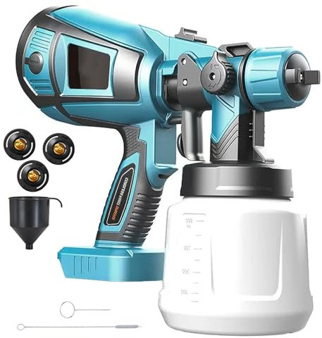Cordless Fence Paint Sprayer for Makita 18V Battery,Cordless HVLP Paint Spray Gun with 3 Nozzles,1000ml Tank,for Home Interior and Exterior, Fence, Ceiling (Batteries not included)