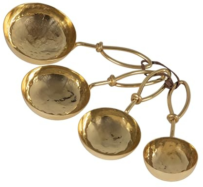 Creative Co-Op Set of 4 Hammered Stainless Steel Scoops, Gold Finish