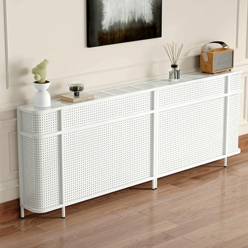 Cache Radiateur Tablette de Radiateur 100 Cm Protection Sur Quatre Côtés pour La Maison Le Salon Le Bureau Le Chauffage Meuble Décoratif(White)