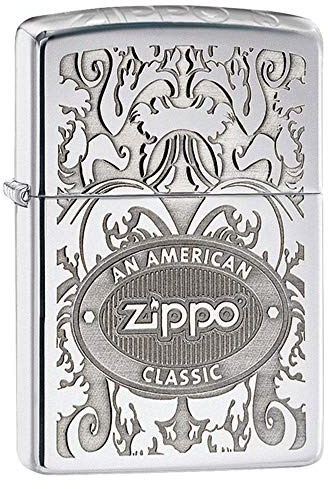 Zippo Gleaming patina - Regular Windproof Zippo Lighter High Polished Chrome