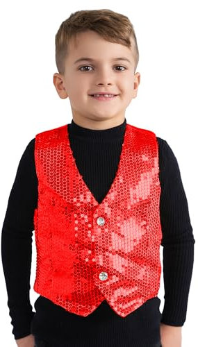 Dress Up America 747-L Rote Paillettenweste für Kinder, Größe 12-14 Jahre (Taille: 86-96 Höhe: 127-145 cm)