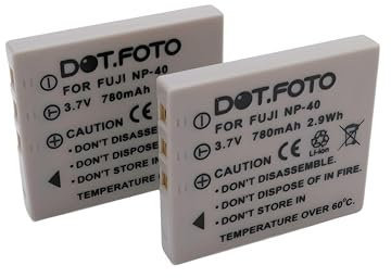 2 x Dot.Foto NP-40, NP-40N Premium 3.7v / 780mAh Batterie Rechargeable pour Fujifilm FinePix F402 F455 F460 F470 F480 F485 F610 F650 F700 F710 F810 | FinePix J50 / FinePix V10 | FinePix Z1 Z2 Z3 Z5fd