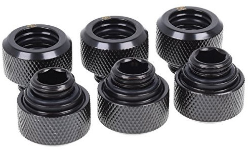 Alphacool 17377 Eiszapfen 13mm HardTube Anschraubtülle G1/4 - Deep Black Sixpack