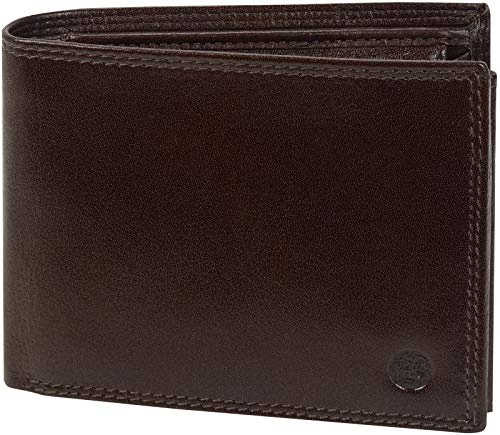 Harrys-Collection Herren Geldbörse Büffelleder RFID Schutz, Dunkelbraun | hochwertiges Büffel Nappa Leder, edle Geschenkbox, sicherer Innenriegel, Reißverschlussfach, idealer Schutz im Alltag