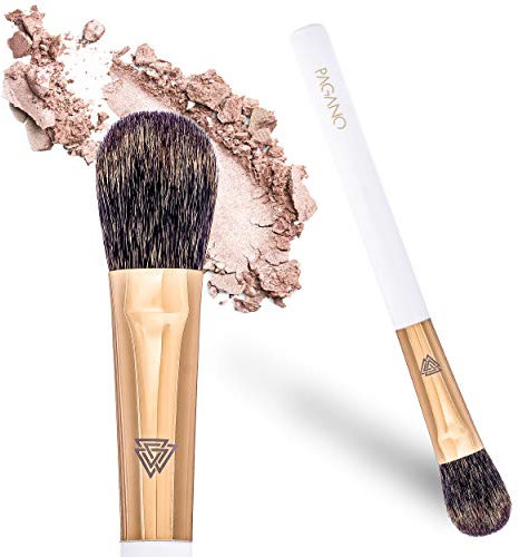 PAGANO Puderpinsel | Naturhaar | Gesichtspinsel | Zum Auftragen von Puder, Bronzer, und Highlighter | Streifenfreie Applikation | P019