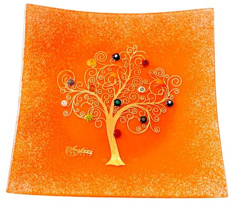 Sospiri Venezia Murano Glass Decorative Dish, Handcrafted Decorative Bowls for Home Decor, Centerpiece Tray, Key Bowl, Gift Decor Tray for Entryway Table, Living Room, Dining Room 5.5x 5.5