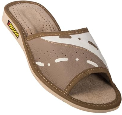 APREGGIO Zapatillas de Casa de Piel para Mujer Marrón 40