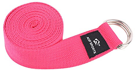 AQF Yoga Gurt 1,8m/2,4m/3m,Yogagurt mit D Schnalle 100% Baumwolle trainingsbänder Yoga Band für Beine und Körper Stretching Fitness (3M, Rosa)