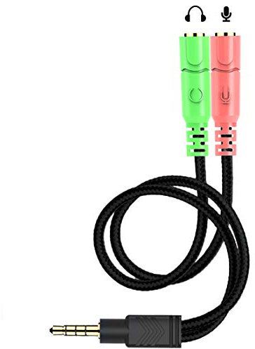 Kit d'adaptation pour Casque avec câble 3,5 mm CTIA pour Ordinateur Portable, Mac, PS4, Smartphone, Tablet Earphone with Headphone/Microphone Simultanément Y Splitter Audio 2 Femme à 1 Homme