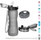 OLDLEY 750ml/25oz Water Bottles with Straw - Leakproof Tritan Plastic - Reusable Hydrate Sports Bottle BPA Free Time Markings Gym Bottles for Women & Men (Grey, 2 Lids)