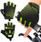 JTENG MTB Handschuhe,Halbfinger Sommer Fahrradhandschuhe für Männer und Frauen,Stoßfestes GELAtmungsaktivBequemRutschfest Geeignet für Motorräder Fahrräder MTB Fitnessstudio (Grün, S)