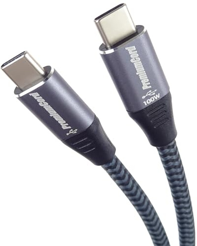 PremiumCord Câble de Connexion USB-C, Charge Jusqu'à 5A, Puissance 100W, Prend en Charge PD 3.0 / QC 4.0, Câble de Données Jusqu'à 480 Mbit/s, Connecteur USB 2.0 Type C, Noir, Longueur 2m