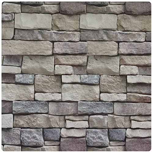 Ohmywor Tapete Steinoptik Selbstklebende Tapete Zum Abziehen und Aufkleben, Braun Tapete, Selbstklebende Rückseite, Für Schlafzimmer, Küche, Wohnzimmer, 45 x 1000 cm