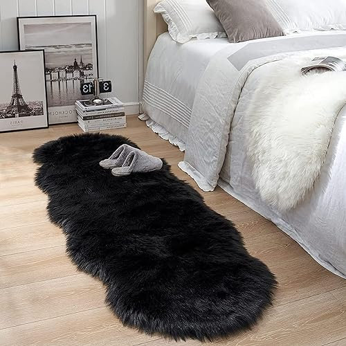 lightlux Faux Lammfell Schaffell Teppich Kunstfell Dekofell in Super weich Lammfellimitat Longhair Fell Optik Nachahmung Wolle Bettvorleger Sofa Matte für Schlafzimmer Kinderzimmer