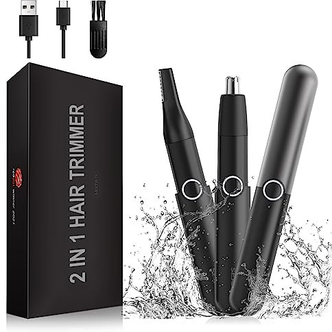 Sejoy Nasen Ohren Haarschneider für Männer/Frauen, professioneller IPX7 wasserdichter Nass-/Trocken-Trimmer, USB aufladbarer kabelloser Trimmer, 360° Edelstahl-Doppelkantenklingen, stummer Motor