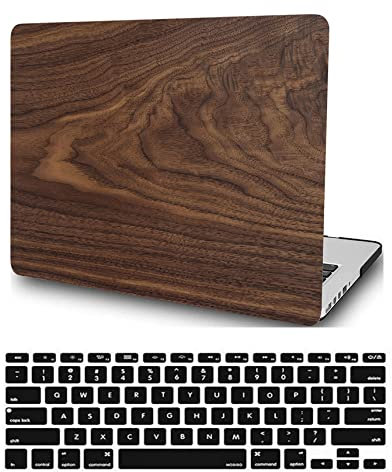 HBLX Hülle Kompatibel mit Neues MacBook Air 13 Zoll 2020 2019 2018 Freisetzung A1932 A2179 A2337 M1 mit Retina Display and Touch ID, Plastik Hartschale Snap Case & Tastaturabdeckung, Braun, Holz