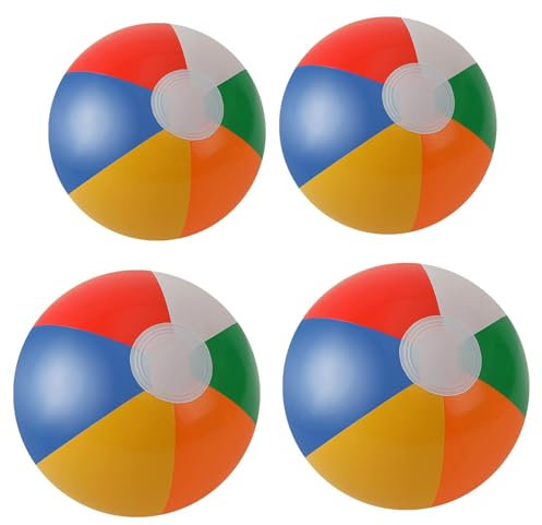 Ballons de Plage,4 Pcs Ballon Ballon Gonflable Portables Ballon Piscine Boule de Couleur Gonflable pour Jeux de Plage Jouet de Piscine Extérieur Fête Été