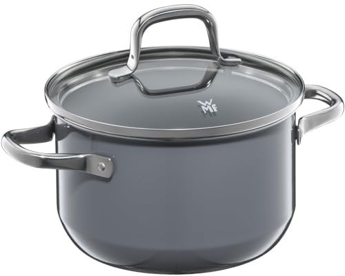 WMF Fusiontec Essential Kochtopf klein 16 cm Glasdeckel, Fleischtopf Induktion, 2,0l, kleiner Topf Kochtopf klein, High-Tech Keramik, kratzfest, unbeschichtet, grau, Made in Germany