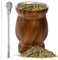 Cididu Yerba Mate Cup and Bombilla Kit, 8 oz / 230 ml Gourd Set, Double Walled 304 Stainless Steel Classic Cup with Straw and Cleaning Brush, Easy to Clean, Brown
