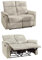 Stilvolles Zweisitzer Sofa mit Federkernpolsterung und Wellenunterfederung 127 cm breit, verstellbare 2er Couch durch halbautomatische Relaxfunktion, Bezug Cord in Beige / 15505