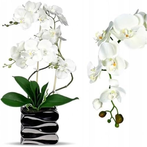 Artificial Orchid | Artificial Flowers | Orchid in a Silver Pot | White