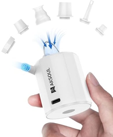 Electric Air Tiny Pump for Airbed: USB Rechargeable Battery Powered Mini Portable Vacuum Pumps - Cordless Small Inflator for Pool Swimming Inflatables Travel Inflatable Mattress Camping Air Bed