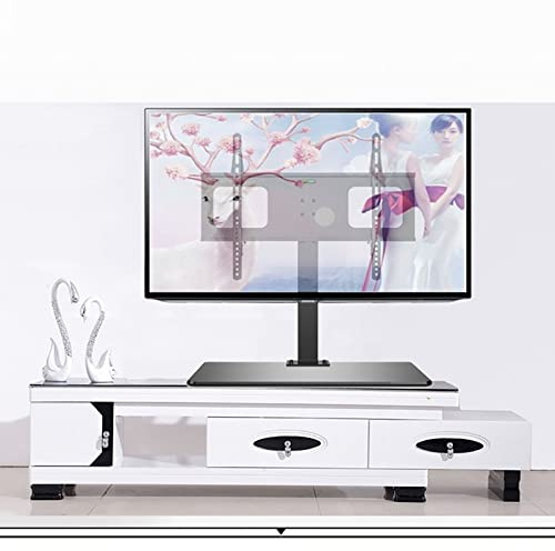 TV Standfuss Tisch-TV-Ständer, DREI-Gang-Höhenverstellung, Tisch-TV-Basis mit Basis aus gehärtetem Glas, Kabelmanagement-Design, für 37-55-Zoll-Fernseher