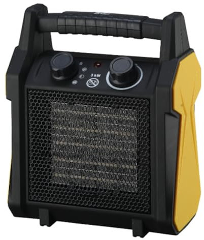 Drexon 503300 - VENETO soufflant céramique d'atelier- 23.4 * 28.4 * 13cm- Puissance ajustable 2000/3000W - Noir/Jaune