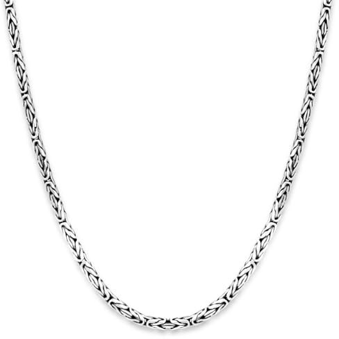 Tony Fein Königskette Rund 2,5 mm 925er Silber Massiv Oxidiert Gestempelt für Damen und Herren Made in Italy