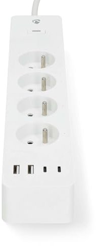 Nedis SmartLife Power Strip - Wi-Fi - Frankreich/Typ E (CEE 7/6) / USB A/USB-C - 16 A - 3680 W - 2.00 m - 0-55 °C - Android/IOS - Weiss