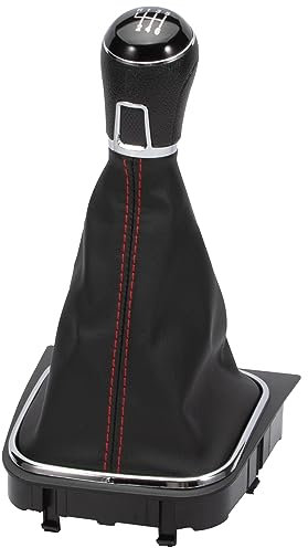 Anlseiod Schaltmanschette Schwarz Naht Rot 6 Gang für Golf 5 Golf 6 EOS Schalthebel Schaltsack 5K0711113 K8711113 1K0711113(Schaltknauf + Schaltsack + Rahmen)