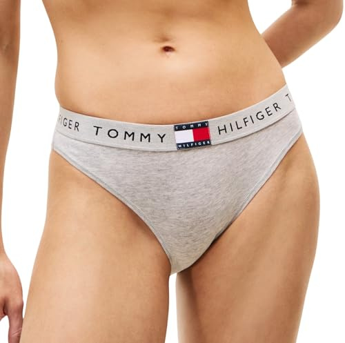 Tommy Hilfiger Damen Slip Bikini Form Classic mit Logobund, Grau (Light Grey Heather), M