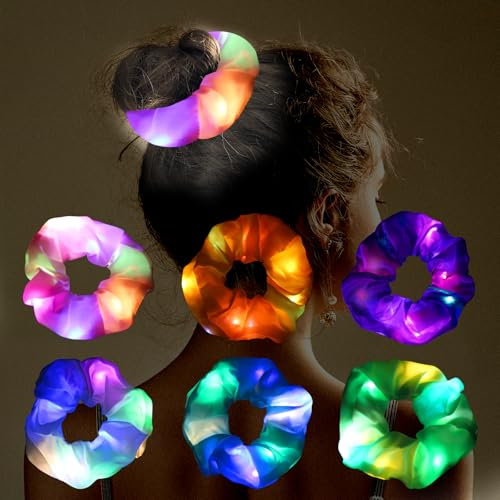 Leuchtende Haargummis, 6PCS Led Haarschmuck, Leuchtender Haarschmuck, Leucht Haarreif, Led Kopfschmuck, Accessoires fur Party und Festival
