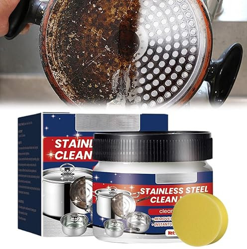 CrèMe Nettoyante Plaques Cuisson & Surfaces Inox,Nettoyant pour Acier Inoxydable,Nettoyant Universel,Spray D'Entretien pour Un Nettoyage Efficace Dissout La Graisse Et Les ImpuretéS (1, 1 Pcs)