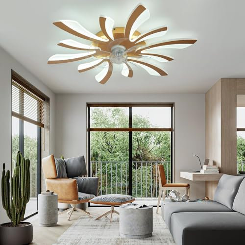Luyaim 78CM Ceiling Fans with Lights and Remote Chandelier Fan Lights Ceiling for Bedroom Reversible DC Motor Winter and Summer Function with Light Memory Function 6 Speed Dimmable Ceiling Fan-Gold