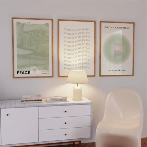 AQCQDQ 3er Set Grün Farbverlauf Aura Poster, Frische Natur Grün Aura Wandbilder Set Aesthetic Aquarell Wohnzimmer, Premium Stilvolle Leinwand Schleife Wandkunst, Ohne Rahmen (40x50 cm)