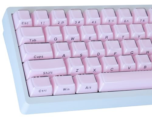 Hyekic Crystal Jelly Keycaps, PBT Keycap 113 Keys Pink Custom Dye-Sublimation OEM Profile Translucent Side Printed Keycaps for 61/68/84/87/98/100 Cherry Gateron MX Switches Mechanical Keycaps