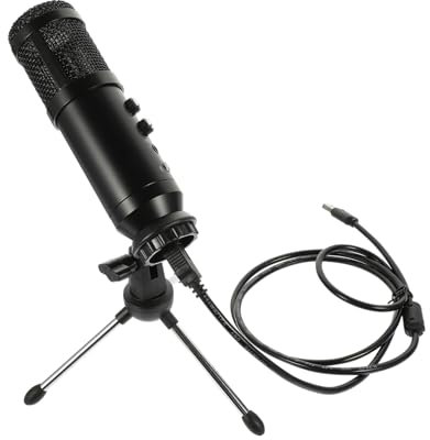 AKOOSY 1 Satz USB Kondensatormikrofon mit Stativ und Datenkabel Vielseitiges Mikrofon für Pc und Aufnahme Hohe Empfindlichkeit Geringes Eigenrauschen für Podcasts und Konferenzen