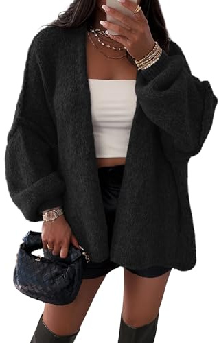 ATHMILE Womens Oversized Cardigan Sweaters Fall Fashion Clothes Black