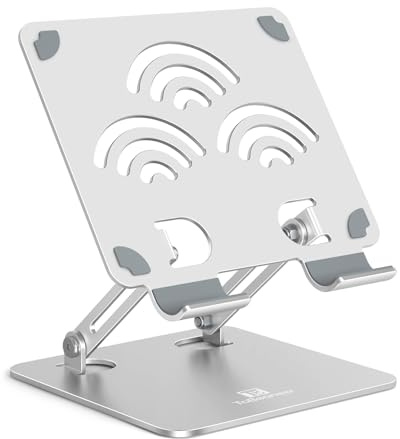 Tobeoneer Aluminum Adjustable Tablet Stand for Desk,Dual Rod,4-12 | Height & Angle Adjustable,Foldable Portable Design,Stable Anti-Slip Base,Compatible with iPad,Kindle,Switch & Smartphones