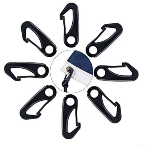 8 Stück Nylon-Fahnenmast-Karabinerhaken für Fahnenmast-Befestigung, wasserabweisende Clips, kompatibel mit Standard-Fahnen und Zubehör